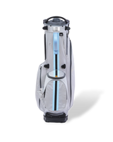 Frosted Ash off-white Linkslite Explorer 14-way golf stand bag, front view.
