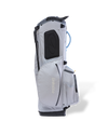 Linkslite Explorer 14-way stand bag in off-white and baby blue, left side view