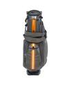 Linkslite Explorer 5-way stand bag in gray and orange, front view with shoulder straps