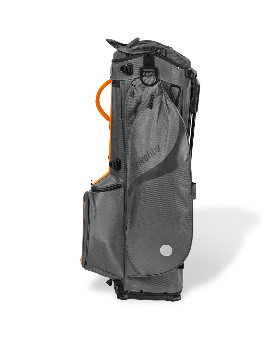 Linkslite Explorer 5-way stand bag in gray and orange, right side view