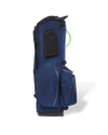 Linkslite Explorer 14-way stand bag in navy and sage, left side view