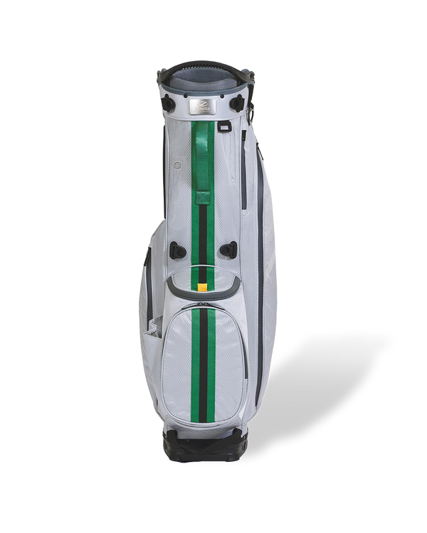 Verdant Mist green Linkslite Explorer 5-way golf stand bag, front view.