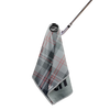 Linkslite Moonlight Plaid magnetic golf towel hanging from a golf iron