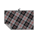 Linkslite magnetic golf towel in a monochrome plaid design