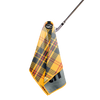 Linkslite Sundance Plaid magnetic golf towel hanging from a golf iron