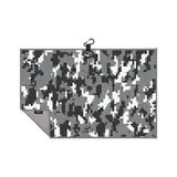 Linkslite magnetic golf towel in a monochrome pixelated camouflage design